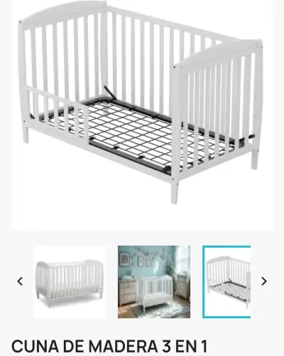 Cuna de madera blanca 3 etapas ajustable - miniatura 4