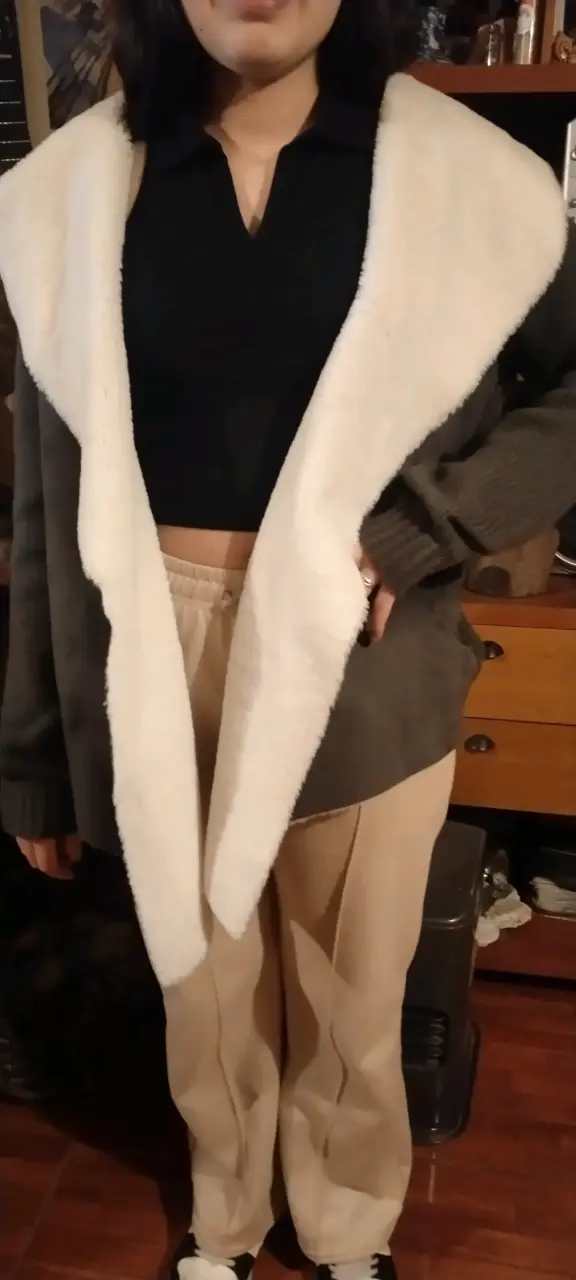 Cárdigan de lana con cuello de borrego - 2