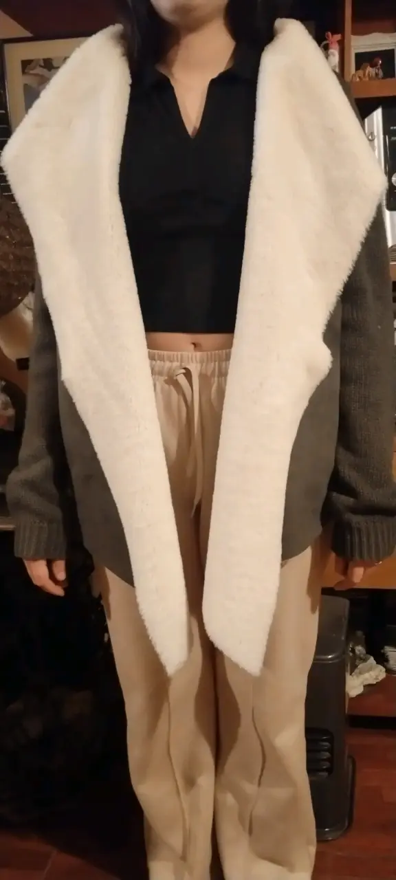 Cárdigan de lana con cuello de borrego - 3