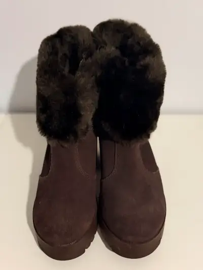 Botines de mujer con forro de piel sintética marrón - miniatura 1