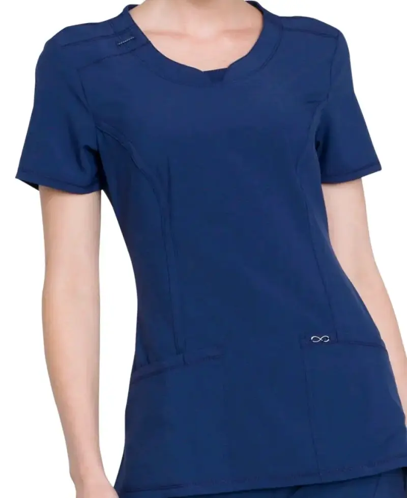 Blusa médica azul marino para mujer