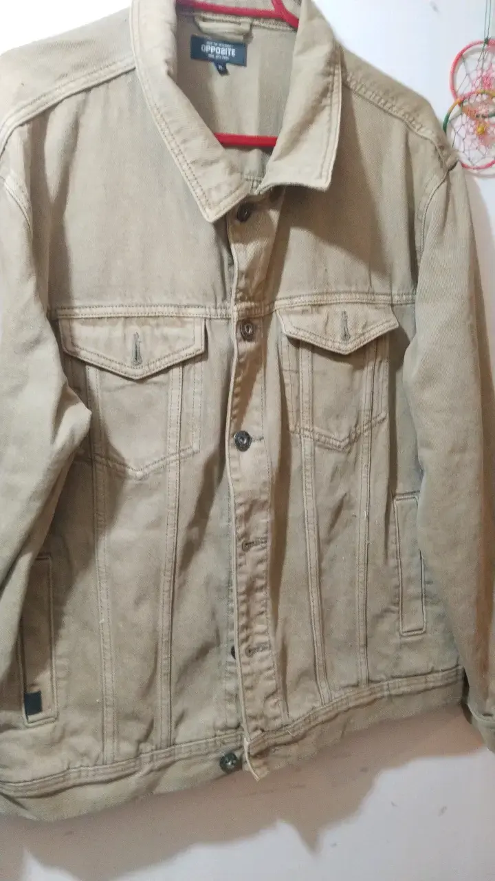 Chaqueta de mezclilla beige para hombre - 2