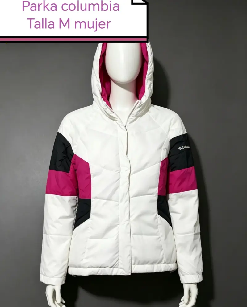 Parka Columbia Mujer Talla M Blanca y Fucsia