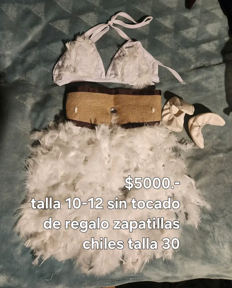 Disfraz de plumas blanco para niña talla 10-12