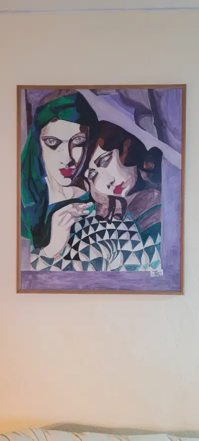 Cuadro Pintura Abstracta en Marco de Madera - miniatura 1