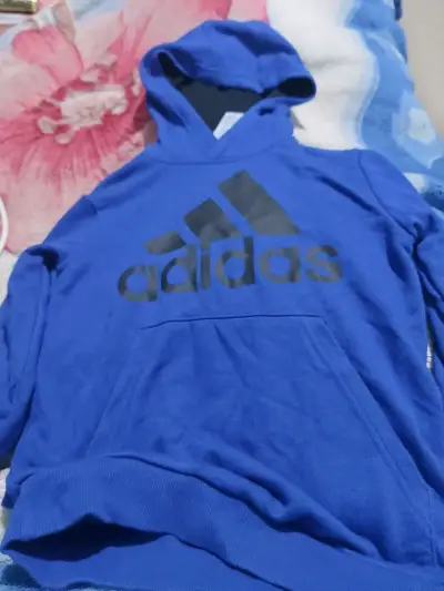 Polerón azul con capucha Adidas para niños - miniatura 1
