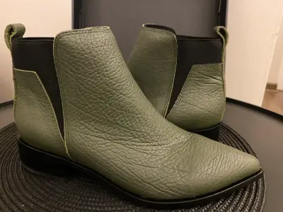 Botines de cuero verde para mujer - miniatura 1