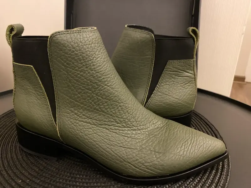 Botines de cuero verde para mujer - 2
