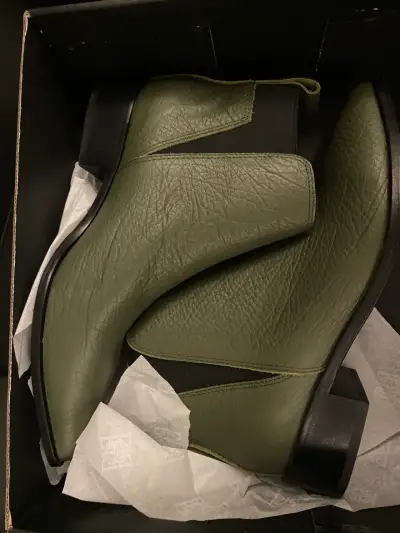 Botines de cuero verde para mujer - miniatura 3