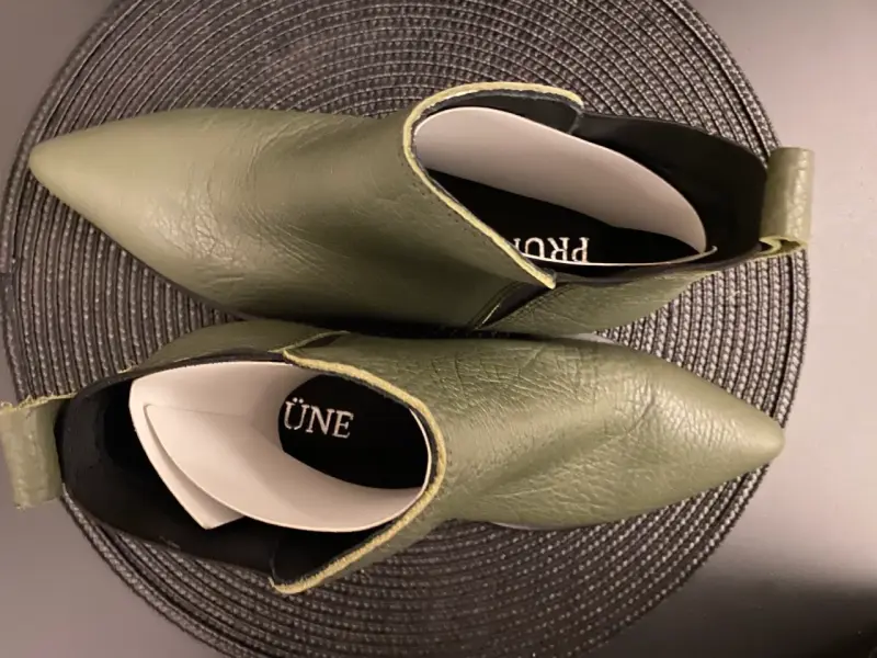 Botines de cuero verde para mujer - 4