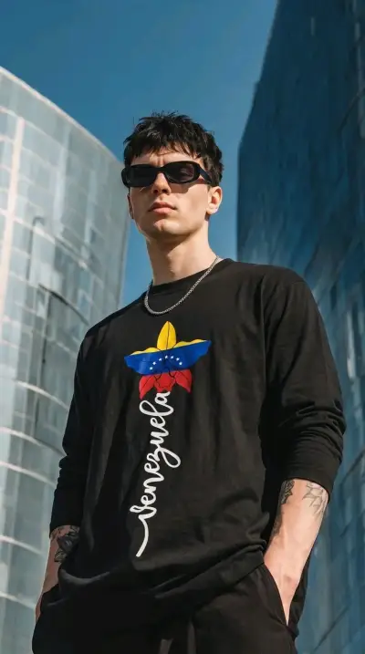 Polera negra con diseño Venezuela - miniatura 3