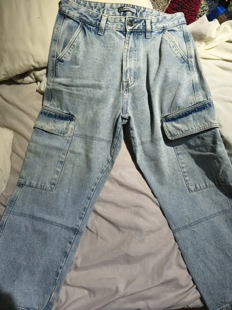 Jeans cargo de mezclilla azul claro Index - 1