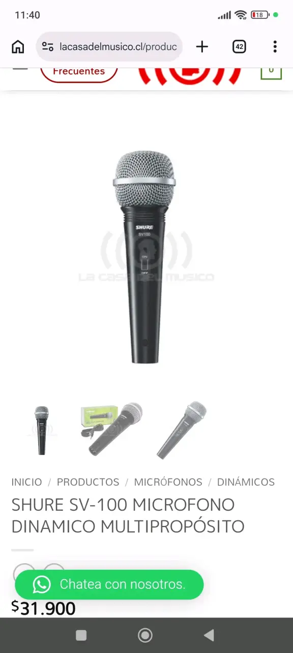 Micrófono Dinámico Multipropósito Shure SV100 - 2