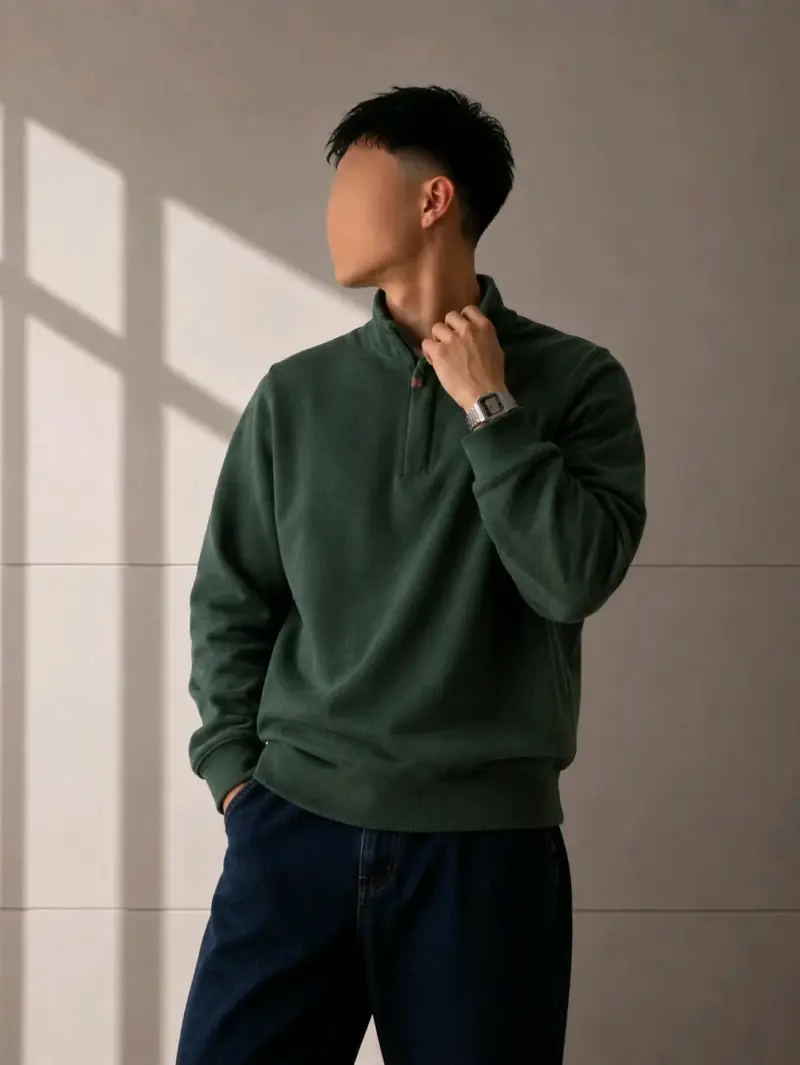 Polerón verde Quarter Zip Untuckit - 6