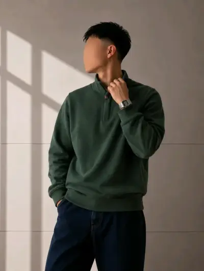 Polerón verde Quarter Zip Untuckit - miniatura 6