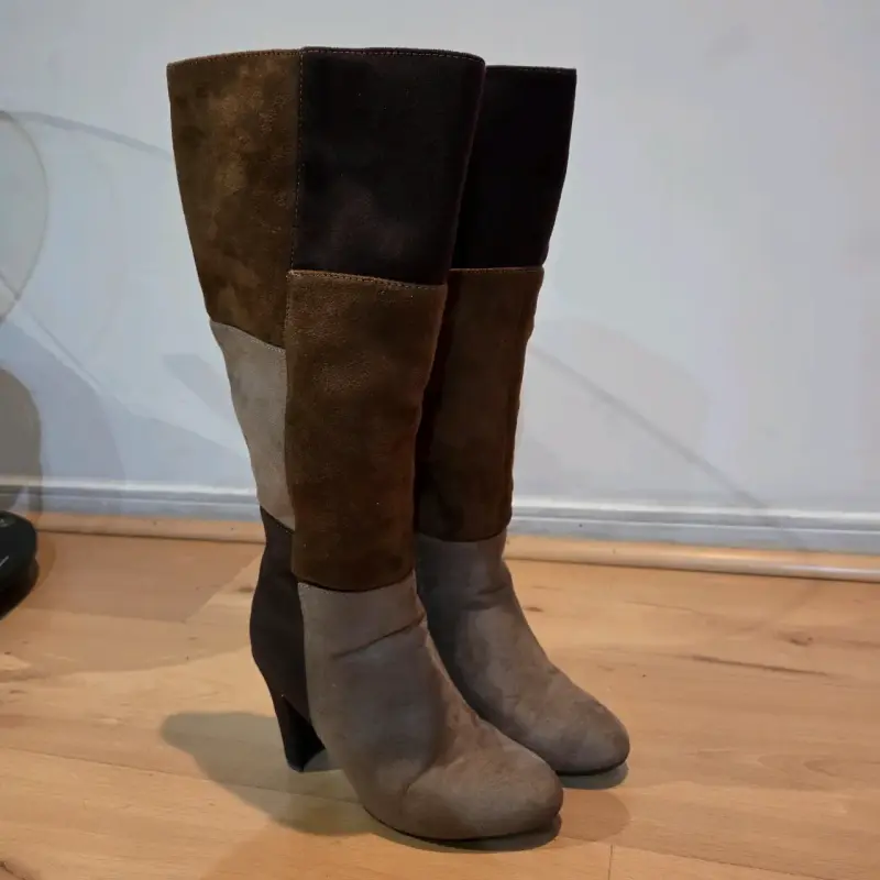 Botas de tacón alto en gamuza multicolor - 3