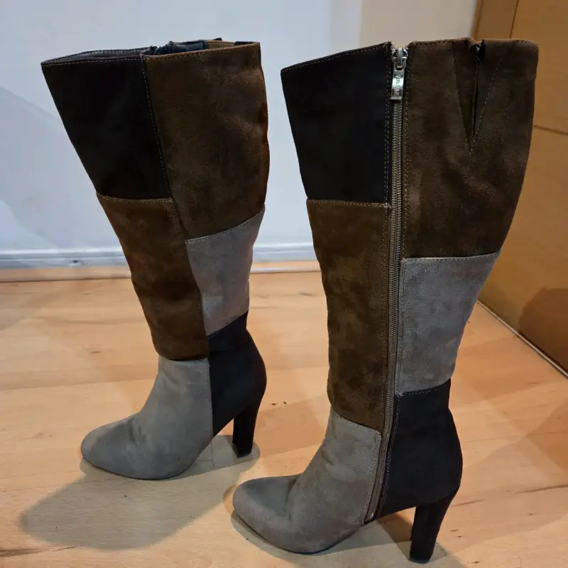 Botas de tacón alto en gamuza multicolor - 4