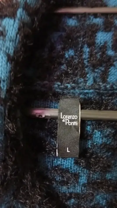 Abrigo de lana azul y negro Lorenzo di Pontti - miniatura 3