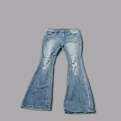 Jeans acampanados desgastados para mujer - miniatura 1