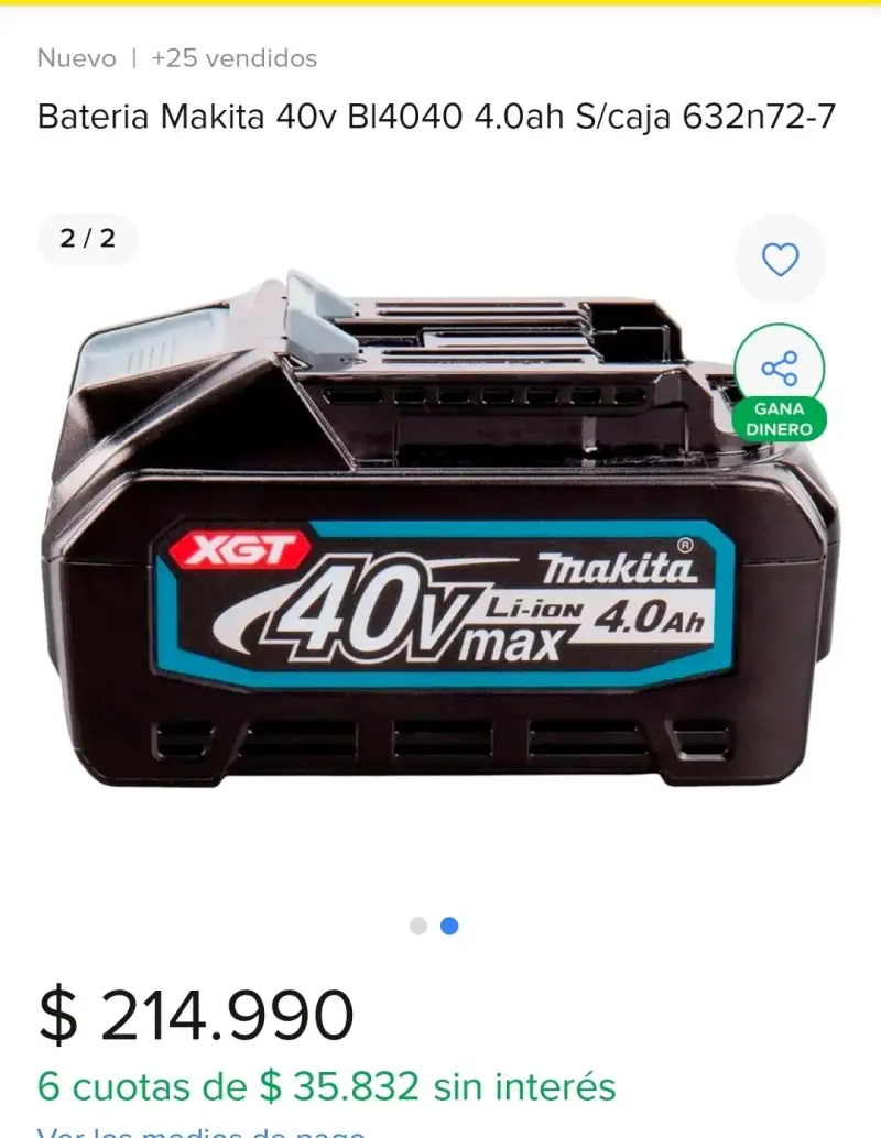 Batería Makita 40V 4.0Ah Li-ion XGT - 1