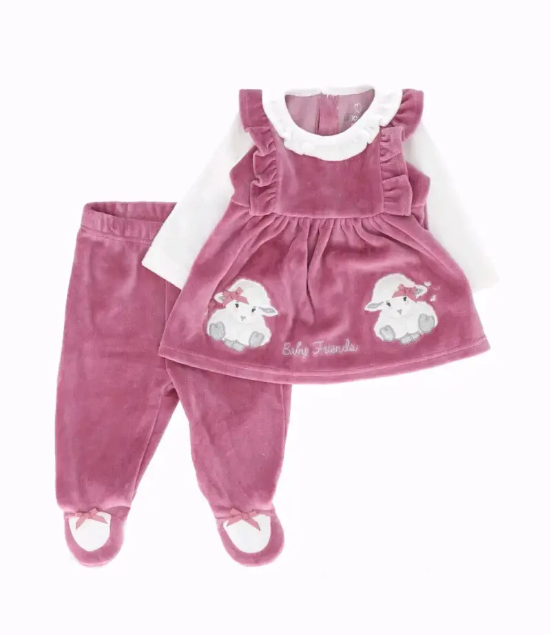 Conjunto de bebé rosado con ovejitas - 1