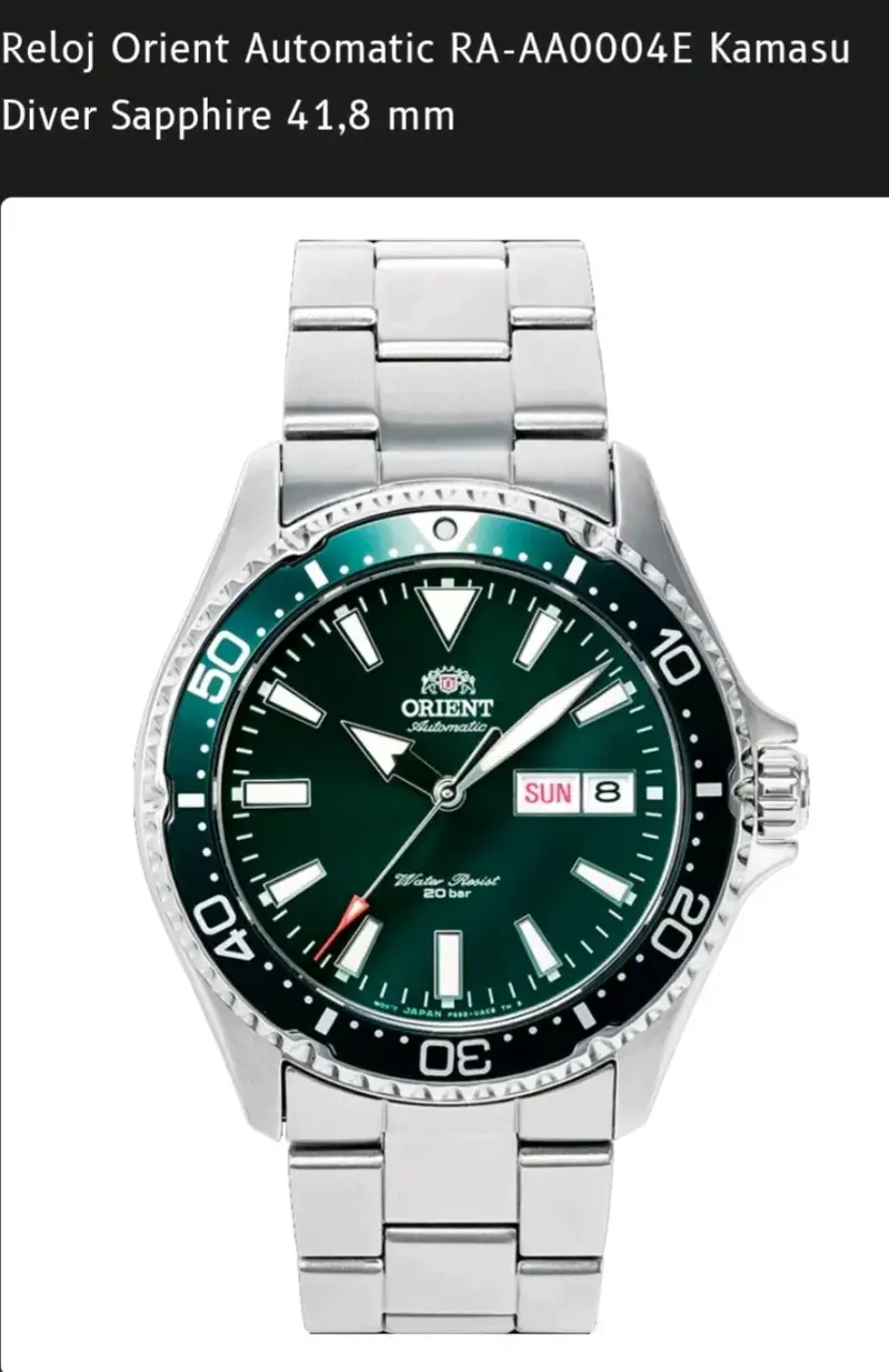 Reloj Orient Automático Kamasu Diver Verde