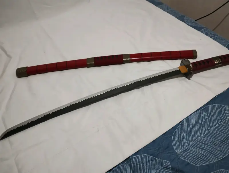 Espada katana decorativa roja con funda - 3