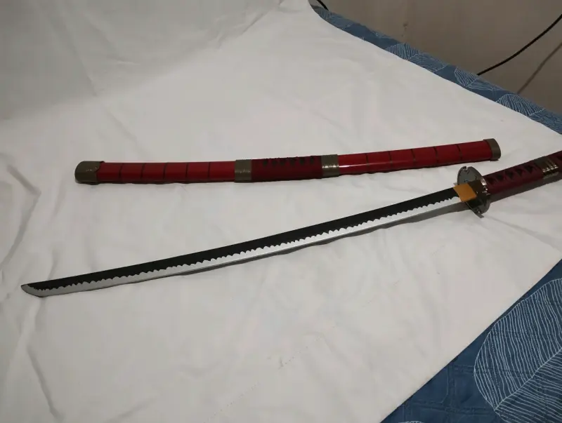 Espada katana decorativa roja con funda - 4