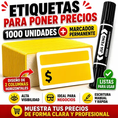 Etiquetas Para Poner Precios Amarillas 8x4cm 1000u - miniatura 1