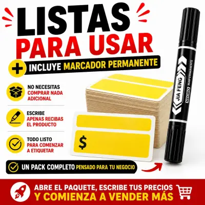 Etiquetas Para Poner Precios Amarillas 8x4cm 1000u - miniatura 3