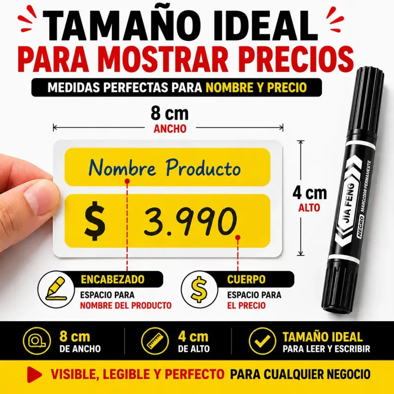 Etiquetas Para Poner Precios Amarillas 8x4cm 1000u - 4