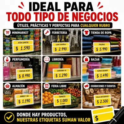 Etiquetas Para Poner Precios Amarillas 8x4cm 1000u - miniatura 6
