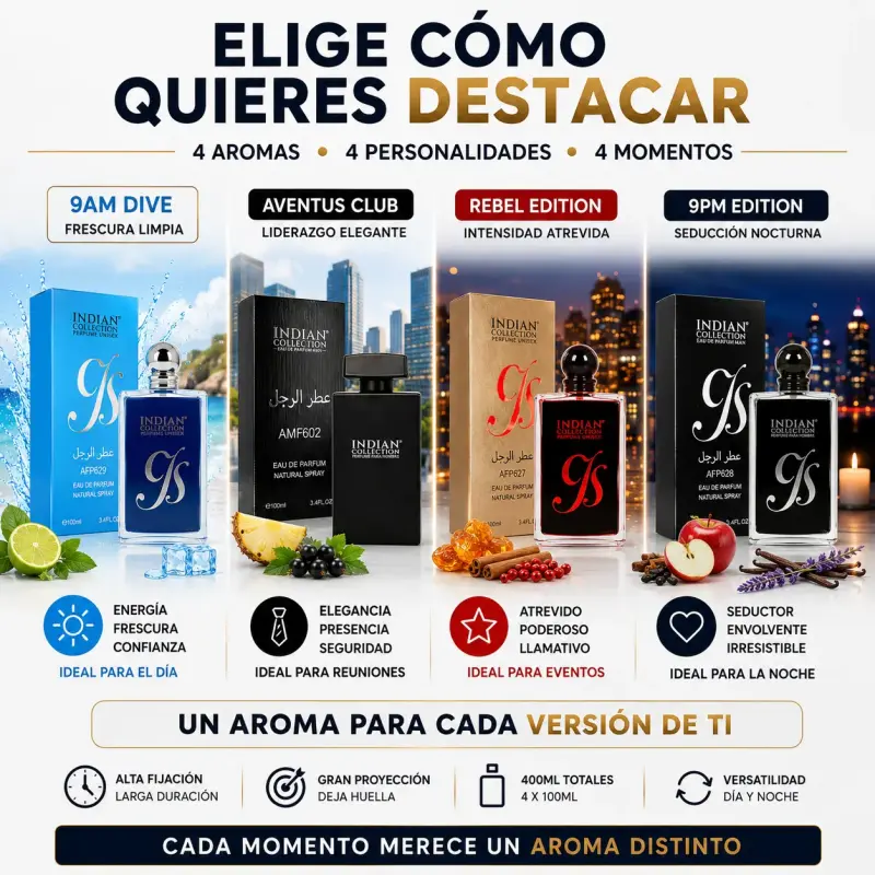 Pack 4 Perfumes Hombre 100ml Inspiración 9pm 9am - 3