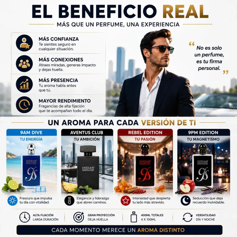 Pack 4 Perfumes Hombre 100ml Inspiración 9pm 9am - 4
