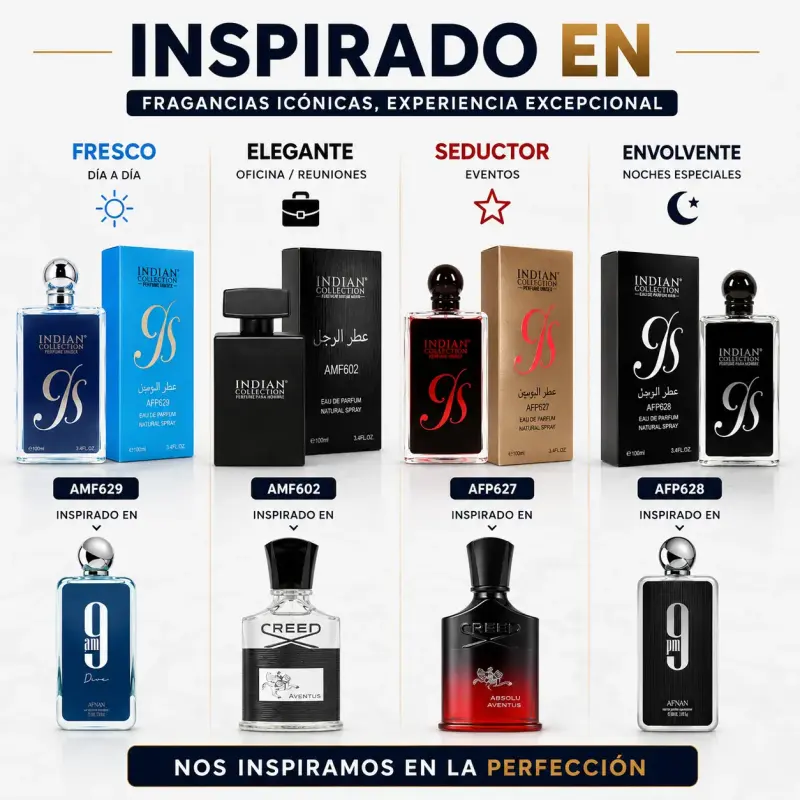 Pack 4 Perfumes Hombre 100ml Inspiración 9pm 9am - 5