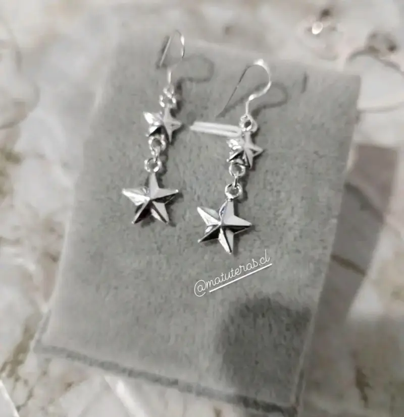 Aros de plata 925 con diseño de estrella - 2