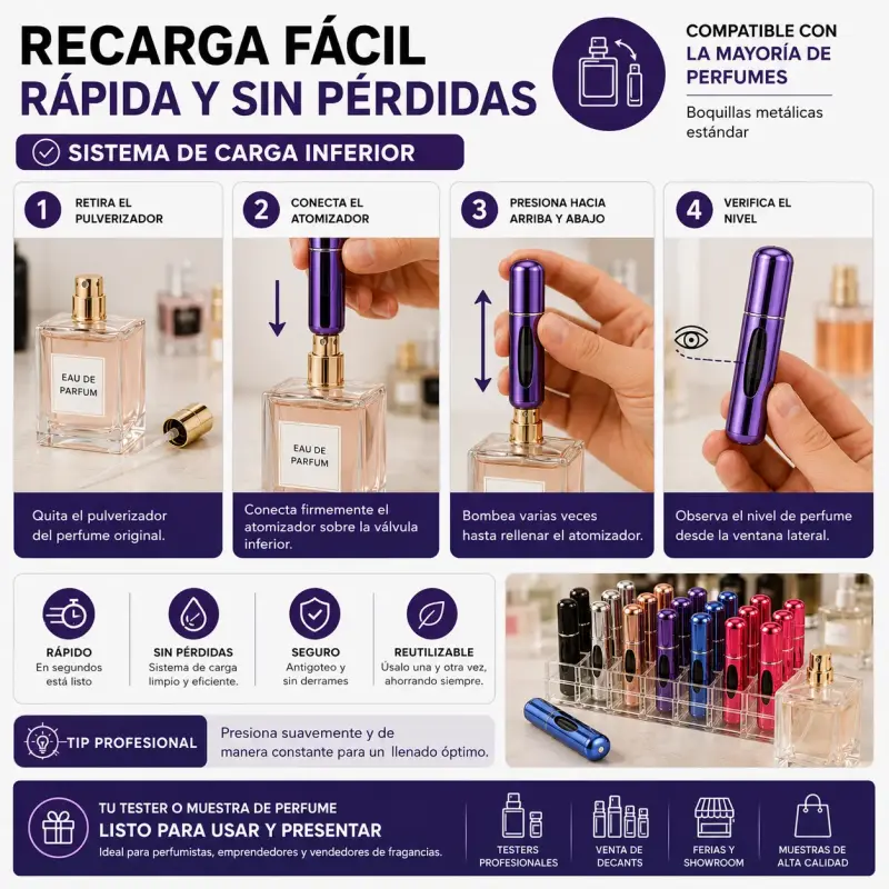 Atomizador Perfume Tester Recargable Pack 24 Decan - 4