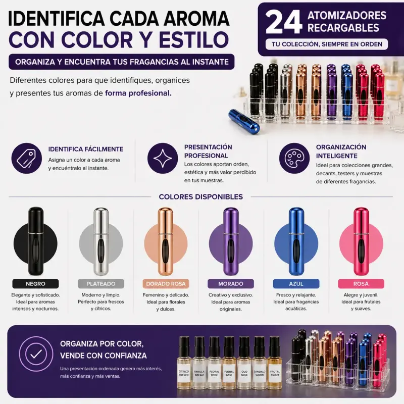 Atomizador Perfume Tester Recargable Pack 24 Decan - 6