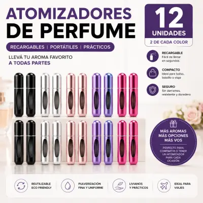 Atomizadores Perfume Recargables 5ml Pack 12 Porta - miniatura 1