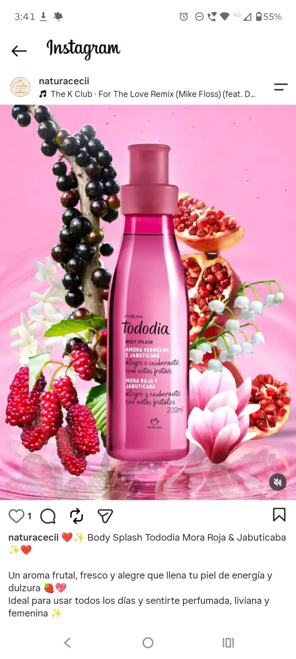 Body Splash Natura Tododia Mora Roja y Jabuticaba
