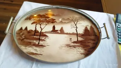 Gran bandeja ovalada vintage art Deco - miniatura 1