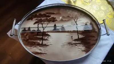 Gran bandeja ovalada vintage art Deco - miniatura 5