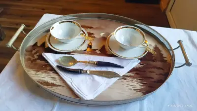 Gran bandeja ovalada vintage art Deco - miniatura 6