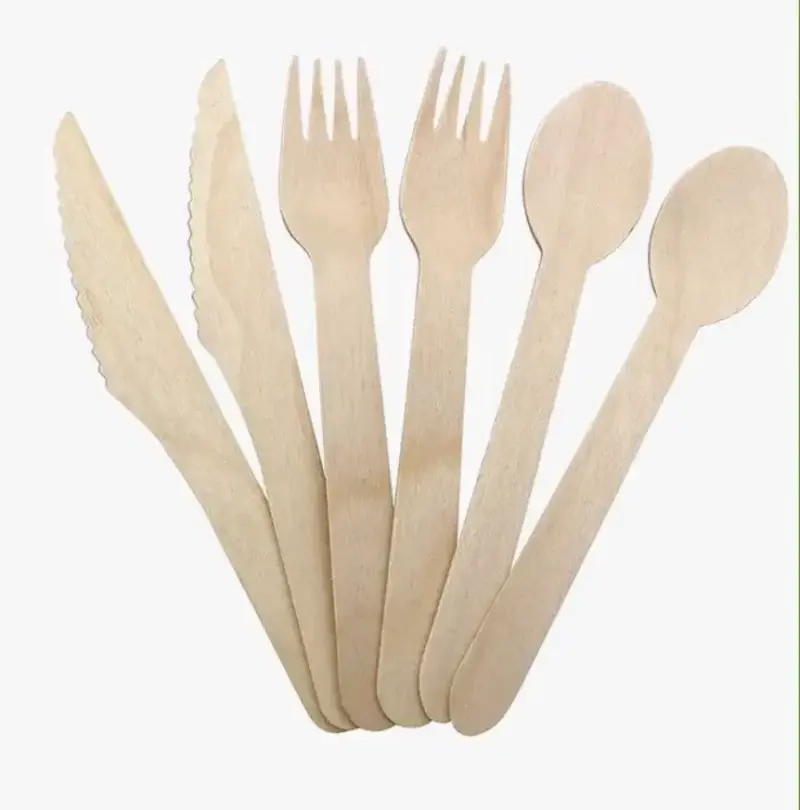 500 Cubiertos de madera ecológicos desechables - 1