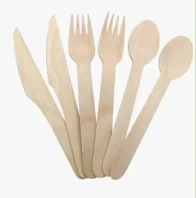 500 Cubiertos de madera ecológicos desechables - miniatura 1