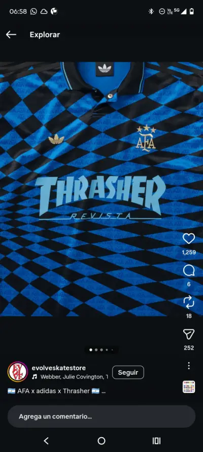 Camiseta Adidas Thrasher AFA Azul y Negra xxl - miniatura 1