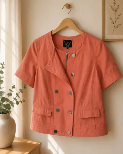 Chaqueta coral con botones metálicos iO - miniatura 1
