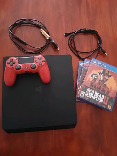 Consola PS4 con control rojo y juegos incluidos - miniatura 2