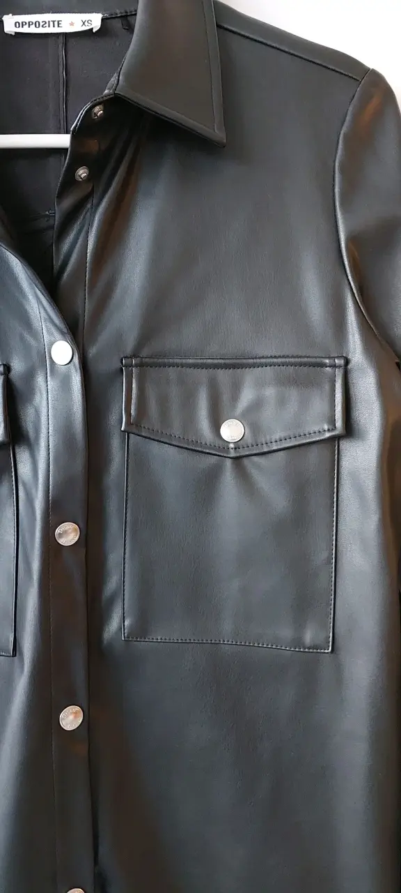 Chaqueta de cuero sintético negra Opposite - 3