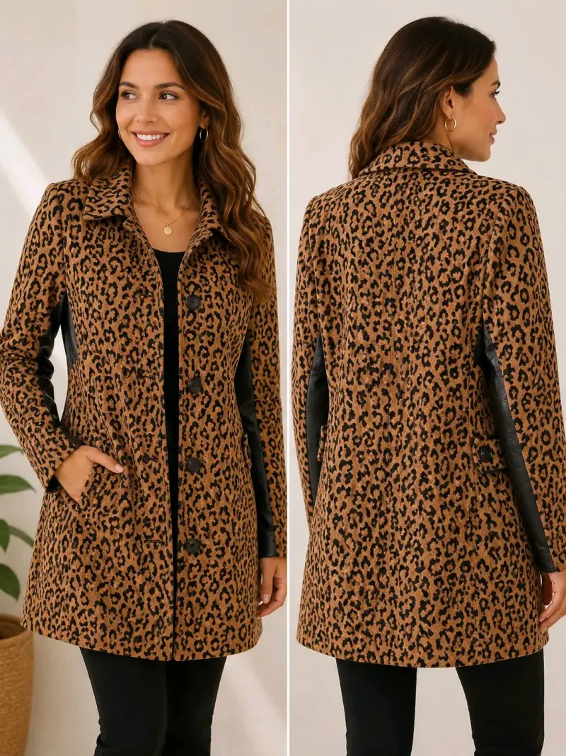 Abrigo de mujer estampado leopardo talla 36